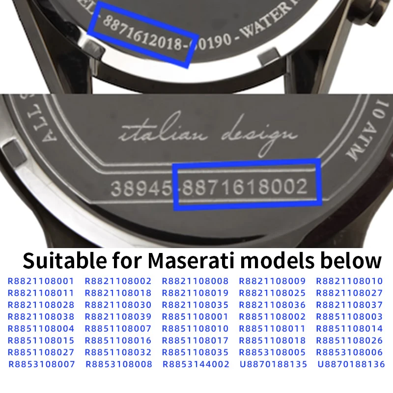 for Maserati Trident Watch R8821108039 R8821108038/8035/8025 Modified Convex Silicone Rubber Strap Men's sports bracelet 18MM