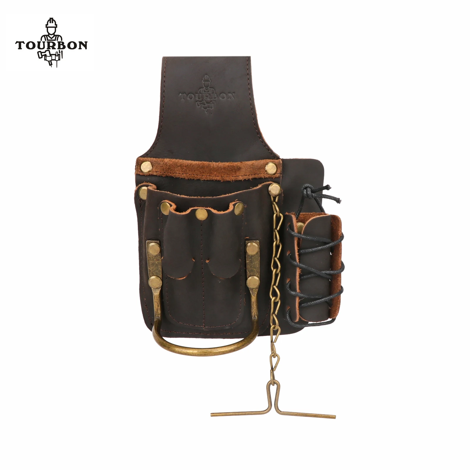 Tourbon Leather Electrician Tool Organizer Pouch Belt Waist Bag Hammer Holde Tool Carrier Black Woodworking