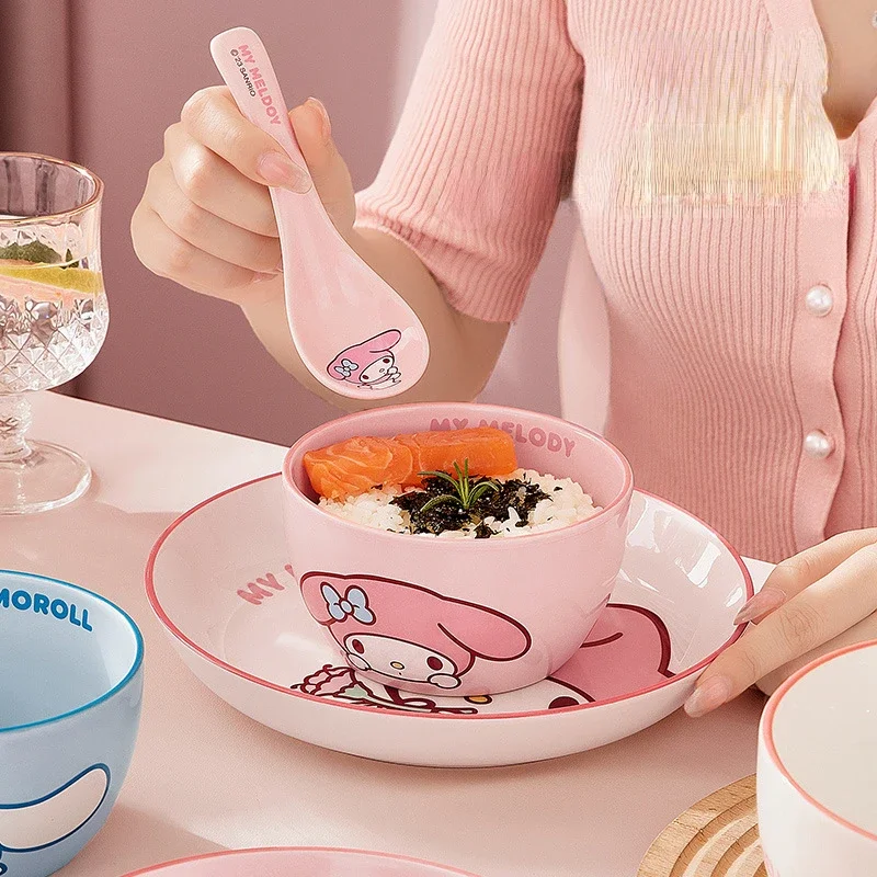 MINISO Round Sanrio ceramic rice bowl household soup bowl cute children's high-value tableware 4.5-inch ceramic bowl