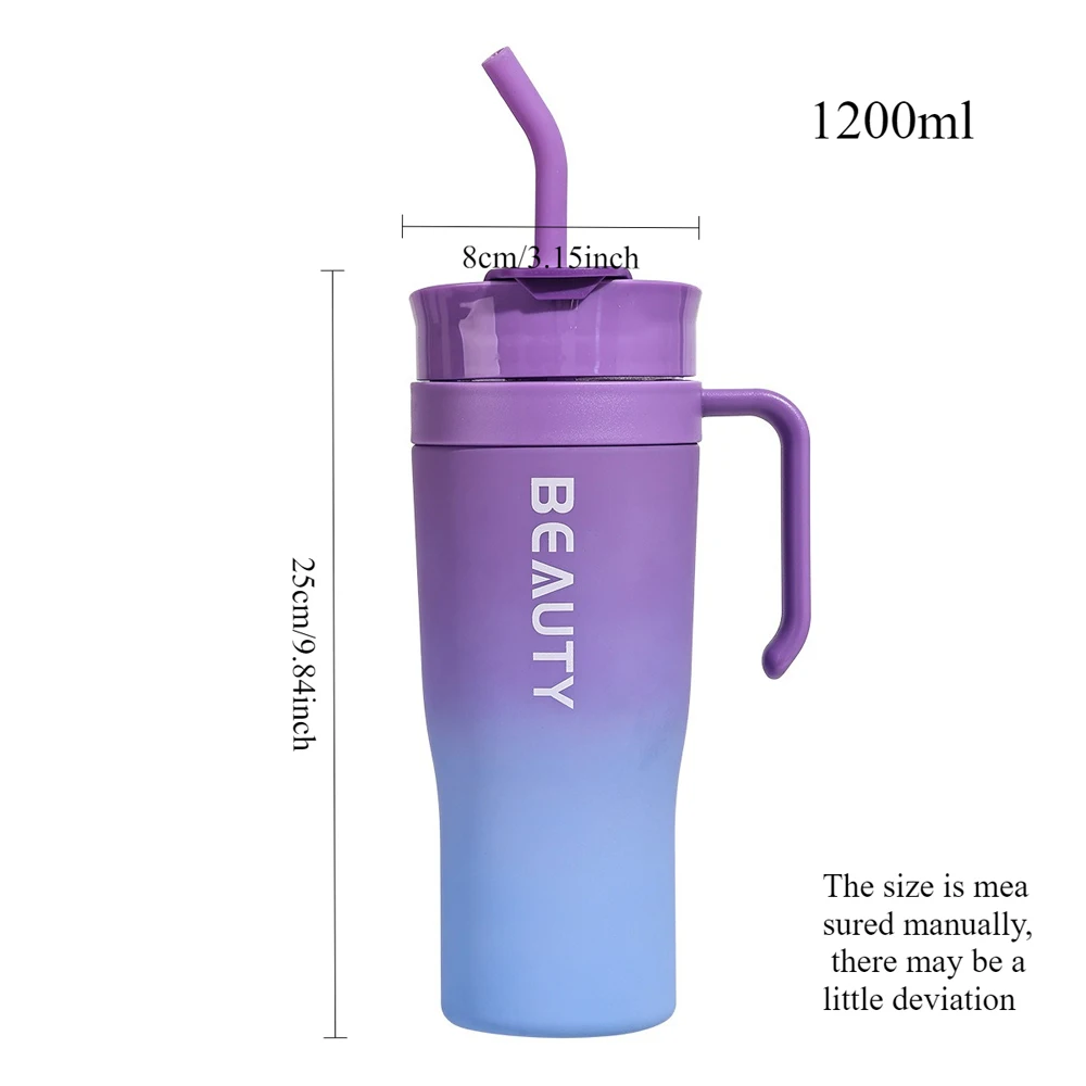 40oz Sports Water Bottle Tritan Material with Straw and Handle Leakproof Reusable for Fitness Outdoor