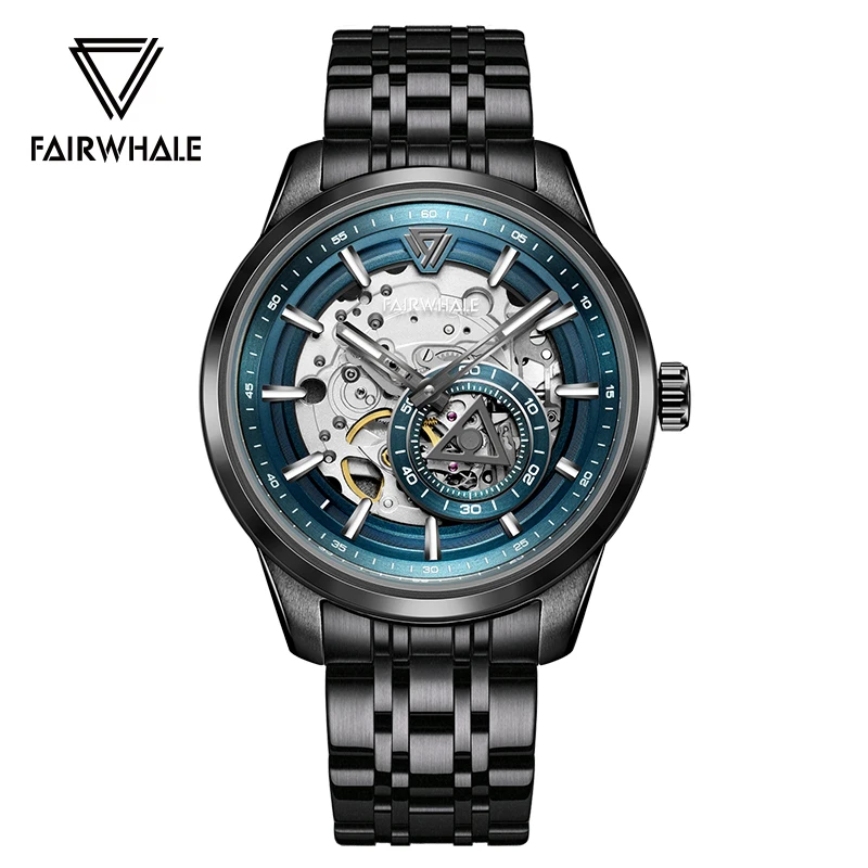 

Mark Fairwhale Men Automatic Watch 42mm Luxury Vintage Mechanical Wristwatch Waterproof Luminous Skeleton Dial Small Second Dial