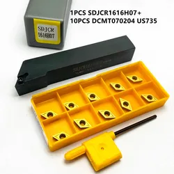 SDJCR1010H07 SDJCR1212H07 SDJCR1616H07 SDJCR CNC External Turning Tool Holder Cutter Bar DCMT070204 Carbide Insert CNC Lathe Set