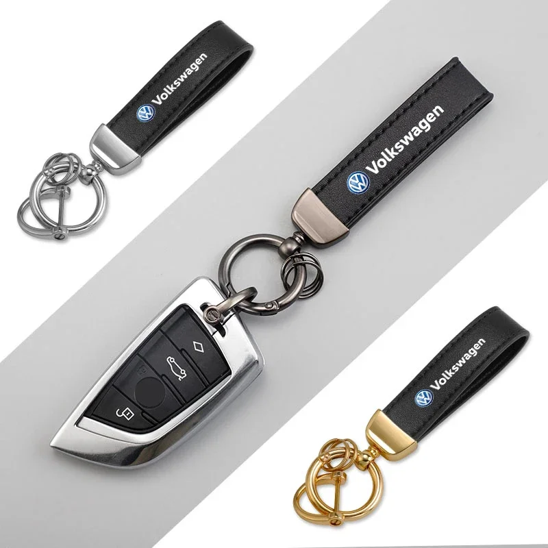 

2026 Hot For VW VOLKSWAGEN Leather Car Key Chain Rings Emblem Keyring for Volkswagen GTI R-Line R Polo T5 Golf Passat Scirocco J