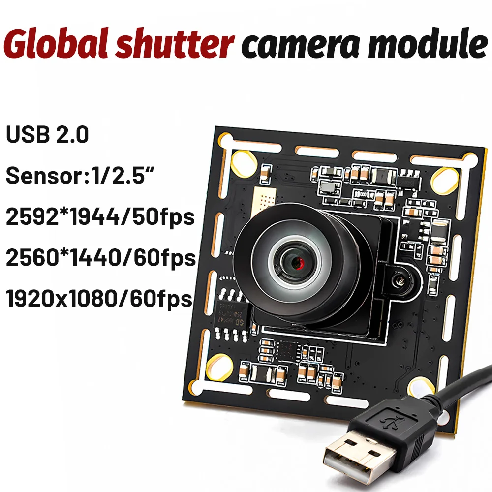 

5MP Global Shutter USB Camera Module 1080P 60FPS High Frame Motion Camera Board With No Distortion Lens Plug Play Live Teaching