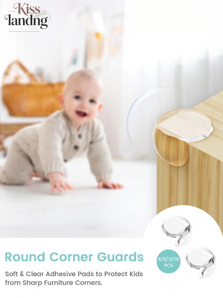 

Soft & Clear Baby Proofing Corner Guards | Adhesive Pads to Protect Kids from Sharp Furniture Corners