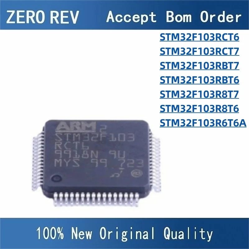 100% New STM32F103RCT6 STM32F103RCT7 STM32F103RBT7 STM32F103RBT6 STM32F103R8T7 STM32F103R8T6 STM32F103R6T6A LQFP64 chips ic