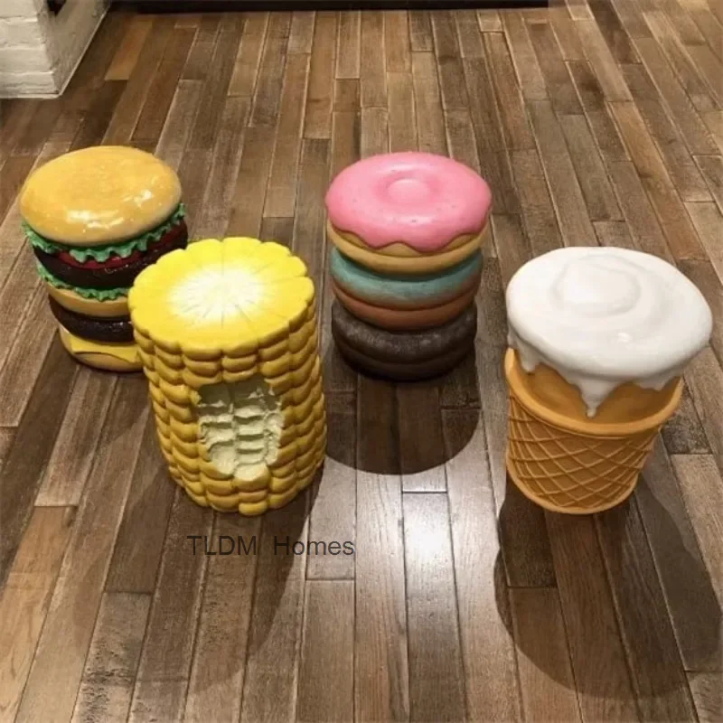 Ice cream, corn stool, trendy home burger chair, Macaron decoration, resin low stool decoration gift living room stool