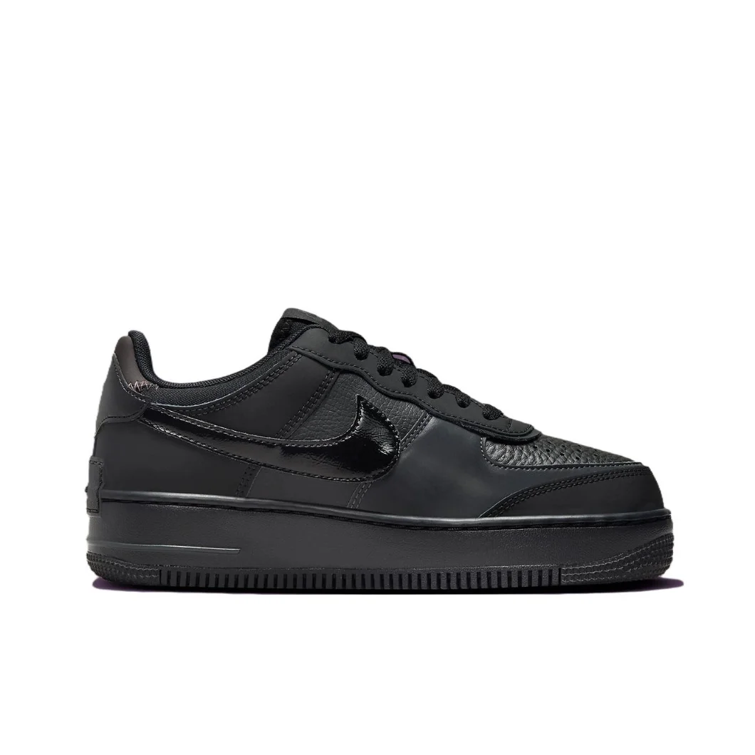 Nike New Listing Air Force 1 Shadow Women's Fashion Low Top Boardshorts مضاد للانزلاق ومقاوم للاهتراء كاجوال أسود