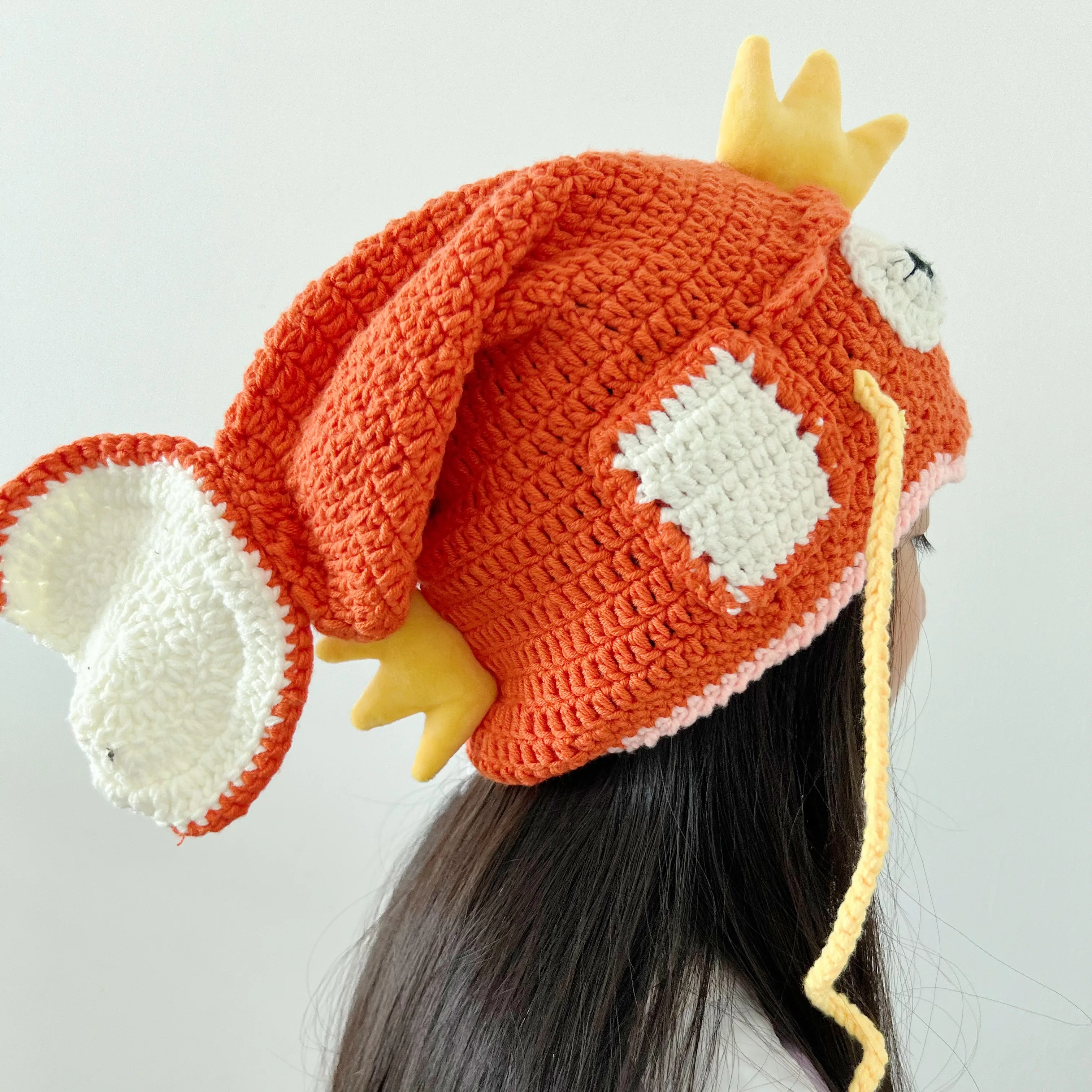 2025 New Handmade Wool Crocheted Carp Head Hat Funny Fish King Warm Pile Hat Adult Unisex Knitted Hat