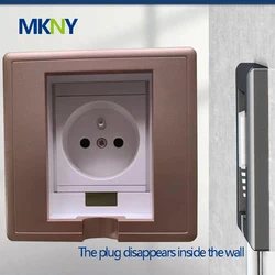 French socket hidden in the wall socket Concealed Electrical Concealed single plastic electrical outlet
