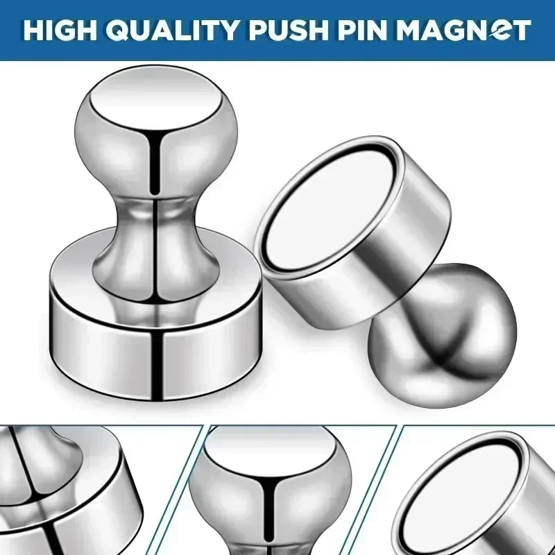 Super Strong Neodymium Magnetic Pushpins Sucker Thumbtack Magnet Push Pins Whiteboard Fridge Magnets for Office School Wholesale