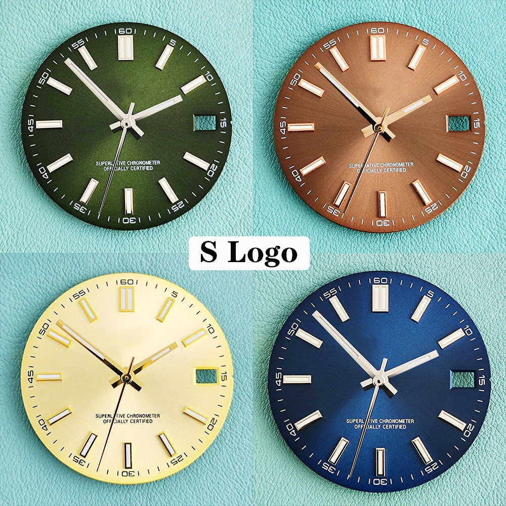 

NH35 Dial 28.5mm S Dial NO Log Modified Dial Blue Green Luminous Watch Face Modified Watch Accessories for NH35 NH36 movements