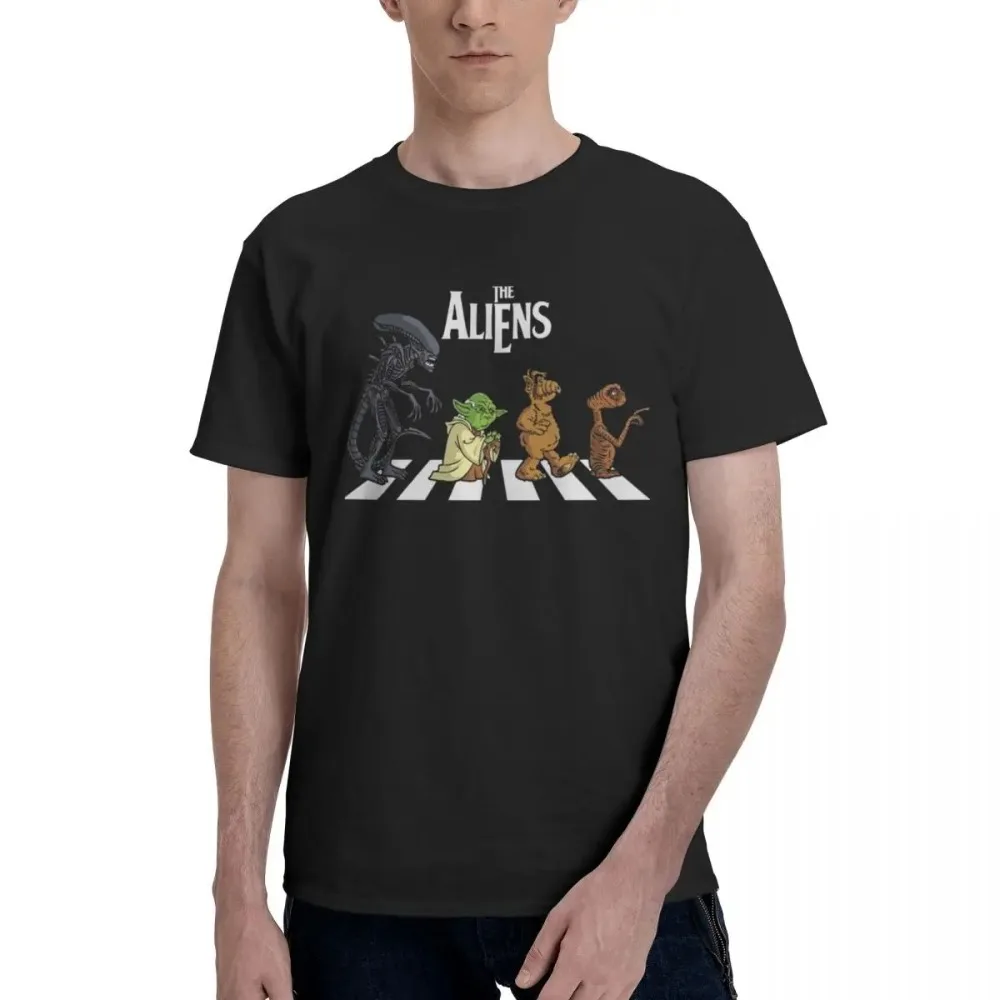 Women's Pure Cotton The Aliens Alf ET Movie Alien Abby Road Retro Short Sleeve Round Neck Large T-shirt