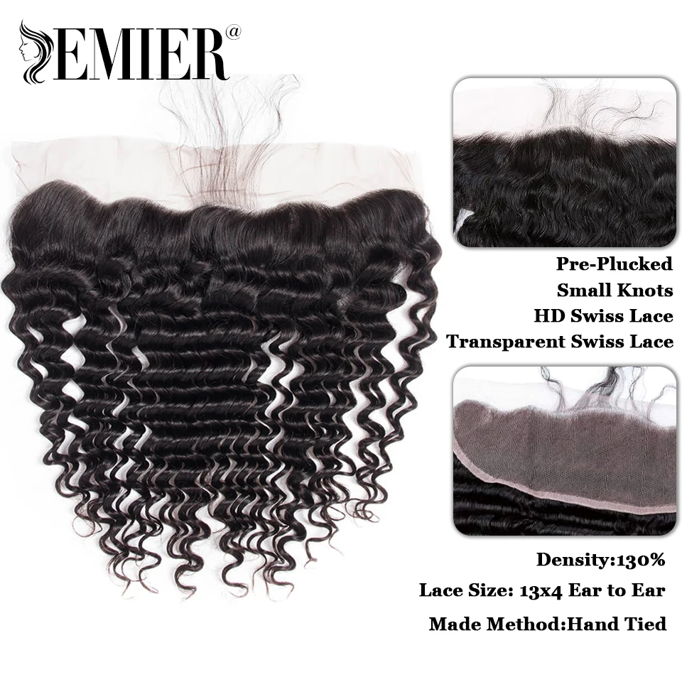 Deep Wave 4x4 5x5 6x6 Lace Closure Brazilian Human Hair 13x4 Lace Frontal PrePlucked Natural Color HD Lace Closure For Women