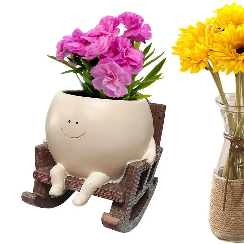 

Face Succulent Pots Chair Succulent Pot Chair Succulent Pot Flower Pot With Face Cute Smile Flower Planter Cute Rocking Chair