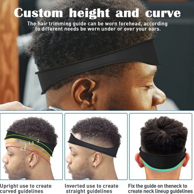 Arc‑Shaped Silicone Hair Cutting Guide Band Adjustable Flexible Neckline Template DIY Household Home Hair Trimming Barber Tool