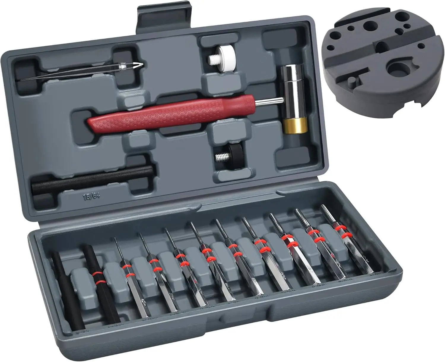 

Pin Punch Set, Steel Roll Pin Punches with Replaceable Face Hammer, Solid Metal Mechanical Repair Tool