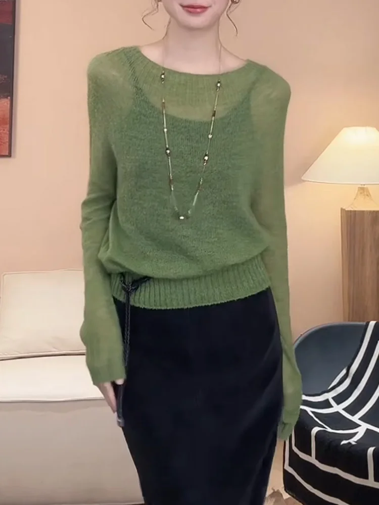 

Ladies een Knitted Sweater round Ne Faionable Lazy Sle Loose Fit Long Sve Woolen Top for Autumn Season