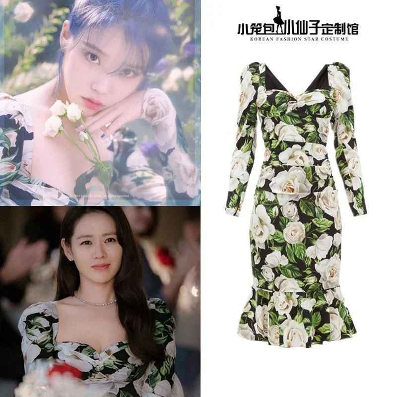 

Star Love's Forced Landing Sun Yizhen's Same Women's Dress 2022iu Same Fish Tail Dress Girl