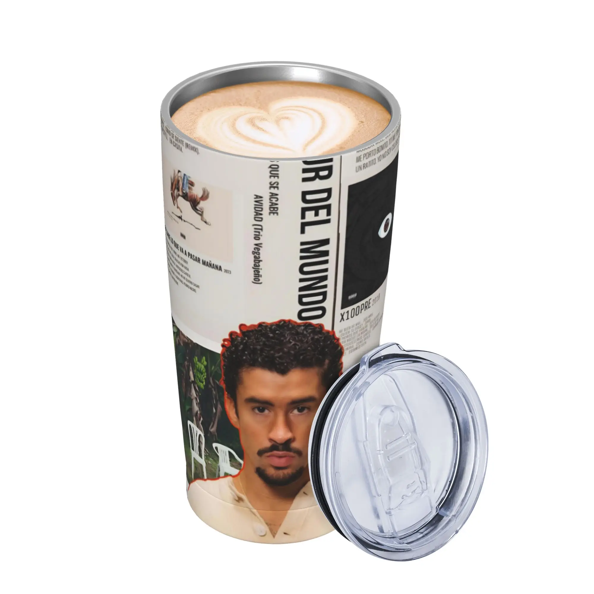 Bad Bunny DTMF Tour 2026 Insulated Tumbler with Lid  Vacuum Thermal Mug Double Wall Car Bottle Cups 20oz