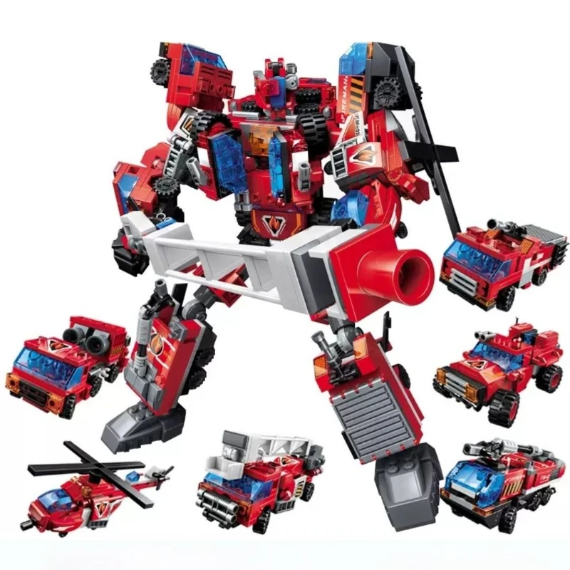 

6in1 Transformation Robot Building Block DIY Toy Flame God of War Anime Figure Children's Birthday Surprises-kids,boyfriend Gift