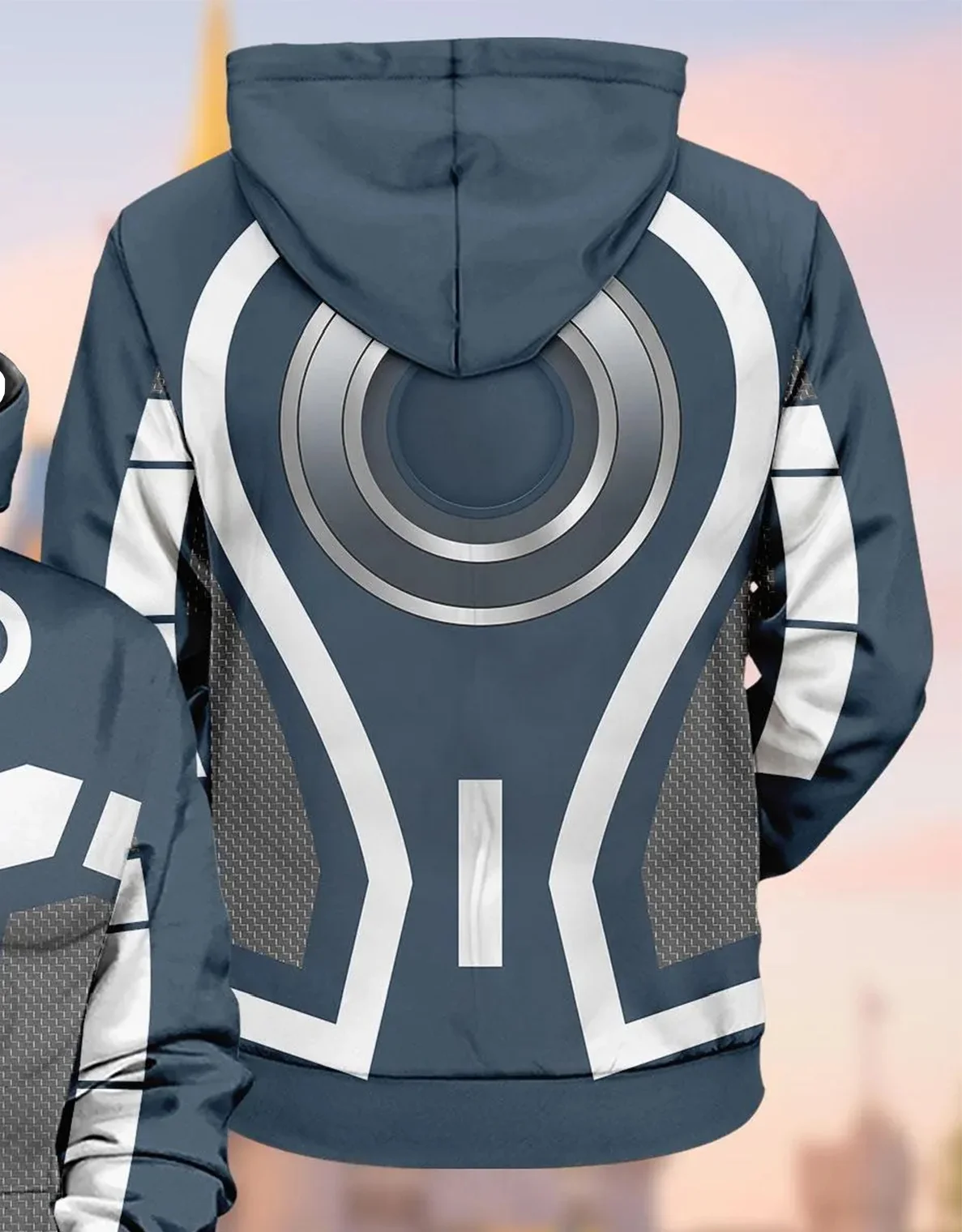 جديد الرجال الأبيض مقنعين البلوز الخيال العلمي ترون الدائرة ضوء نمط طباعة الخريف الشتاء عارضة الشارع الشهير أعلى