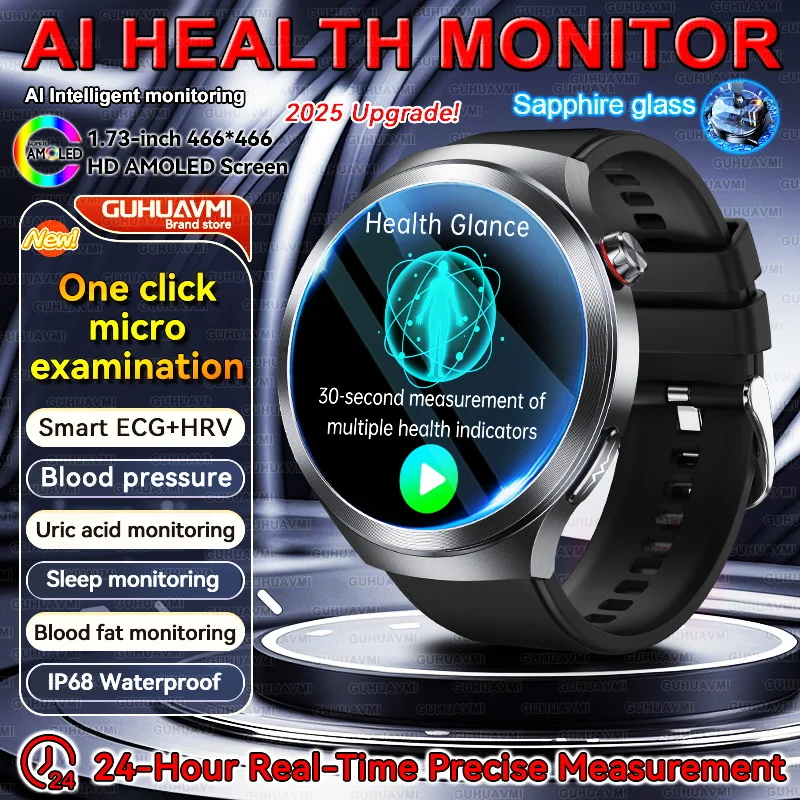 

2025 New ECG+HRV Health Diagnosis SmartWatch Men Women Uric Acid Blood Lipid Heart rate Tracker AMOLED NFC SmartWatch For Xiaomi