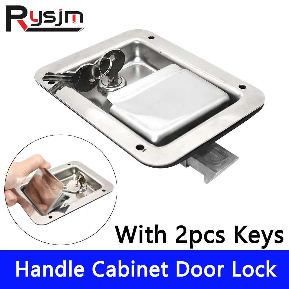 

HD Stainless Steel Handle Cabinet Door Lock With Keys Paddle Latch for Car Truck Bus Trunk Boat Yacht Outdoor Cabinet Box Parts