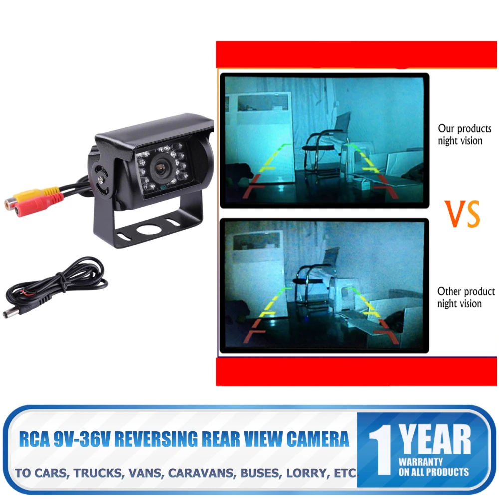 1pcs New Design RCA Waterproof CCD Backup Camera With Night Vision for Truck/Caravan/Bus/RV/Horse Trailer