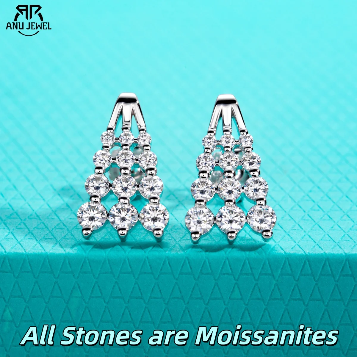 AnuJewel 1.23cttw Moissanite Chandelier Earrings 925 Sterling Silver Tiered Drop Glamorous Earring for Woman Jewelry Gifts