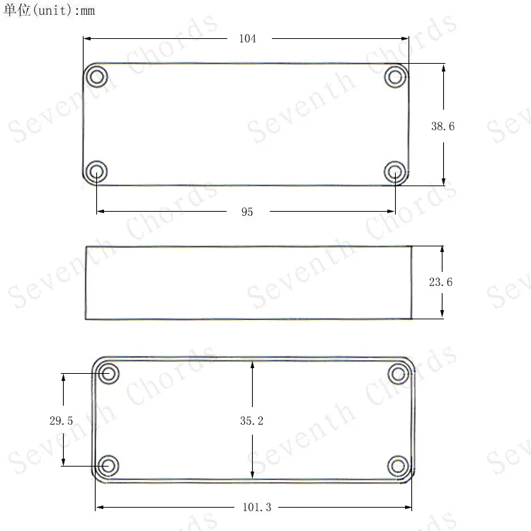 2 Pcs Black Plastic Sealed Closed 5 String 4 Screw Hole Bass Humbucker Pickup Covers Lid Shell Top