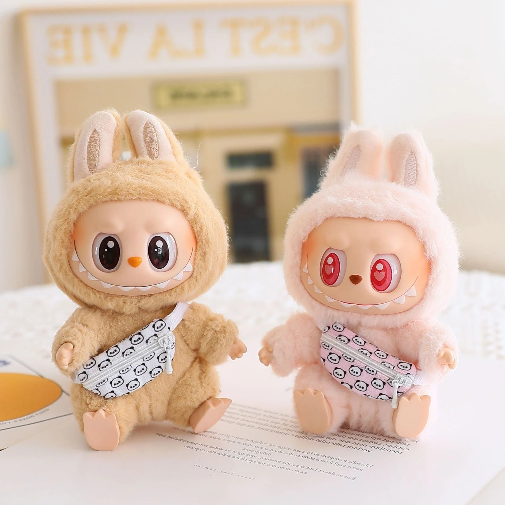 Bolsa de muñeca para muñeca de peluche Labubu BJD de 17cm y bolso cruzado de PU 1/12 BJD, accesorios para muñecas, Mini ropa