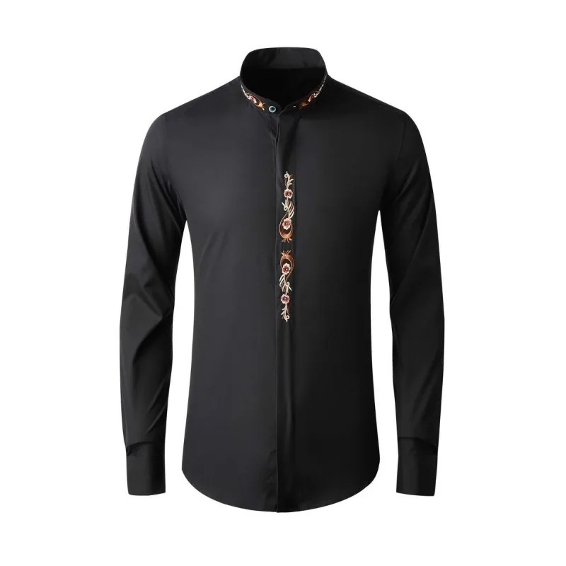 Men's Clothing Spring and Autumn high quality Y2K Chinese Style Phoenix Embroidery Classical Phoenix Tail Embroidered Shirt