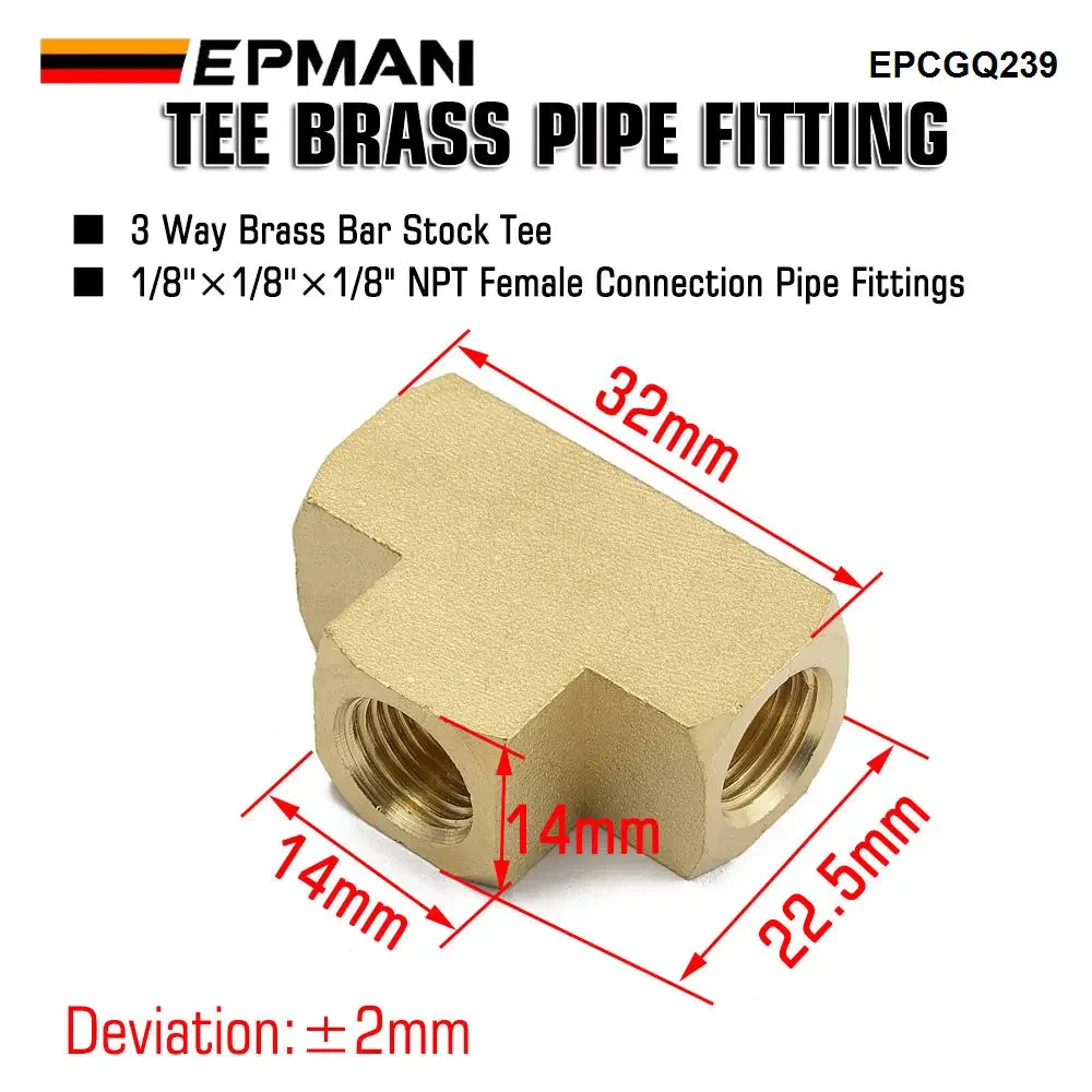 EPMAN Brass Tee Fitting 1/8