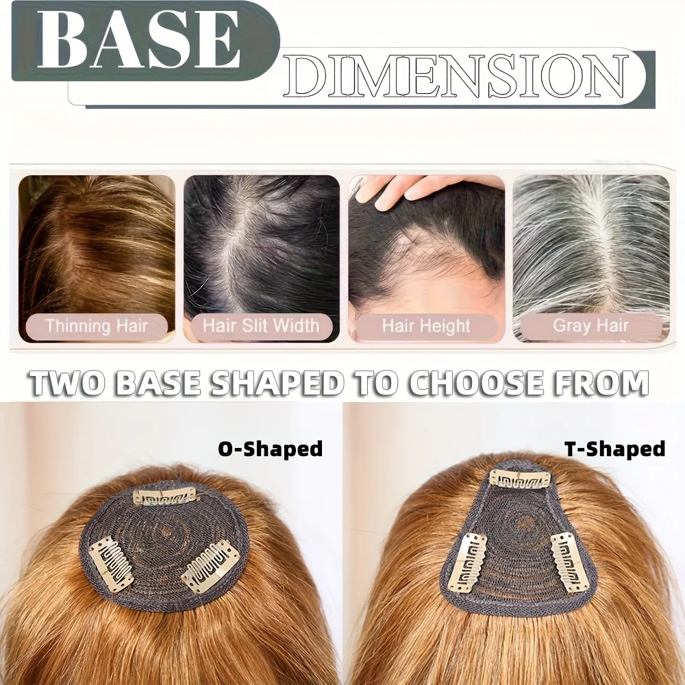 #30 Color Topper Hair Clip with Bangs for Women Clip in Hair Extensions,Straight Human Hair Top Hair Wig Piece for Thinning Hair view 2