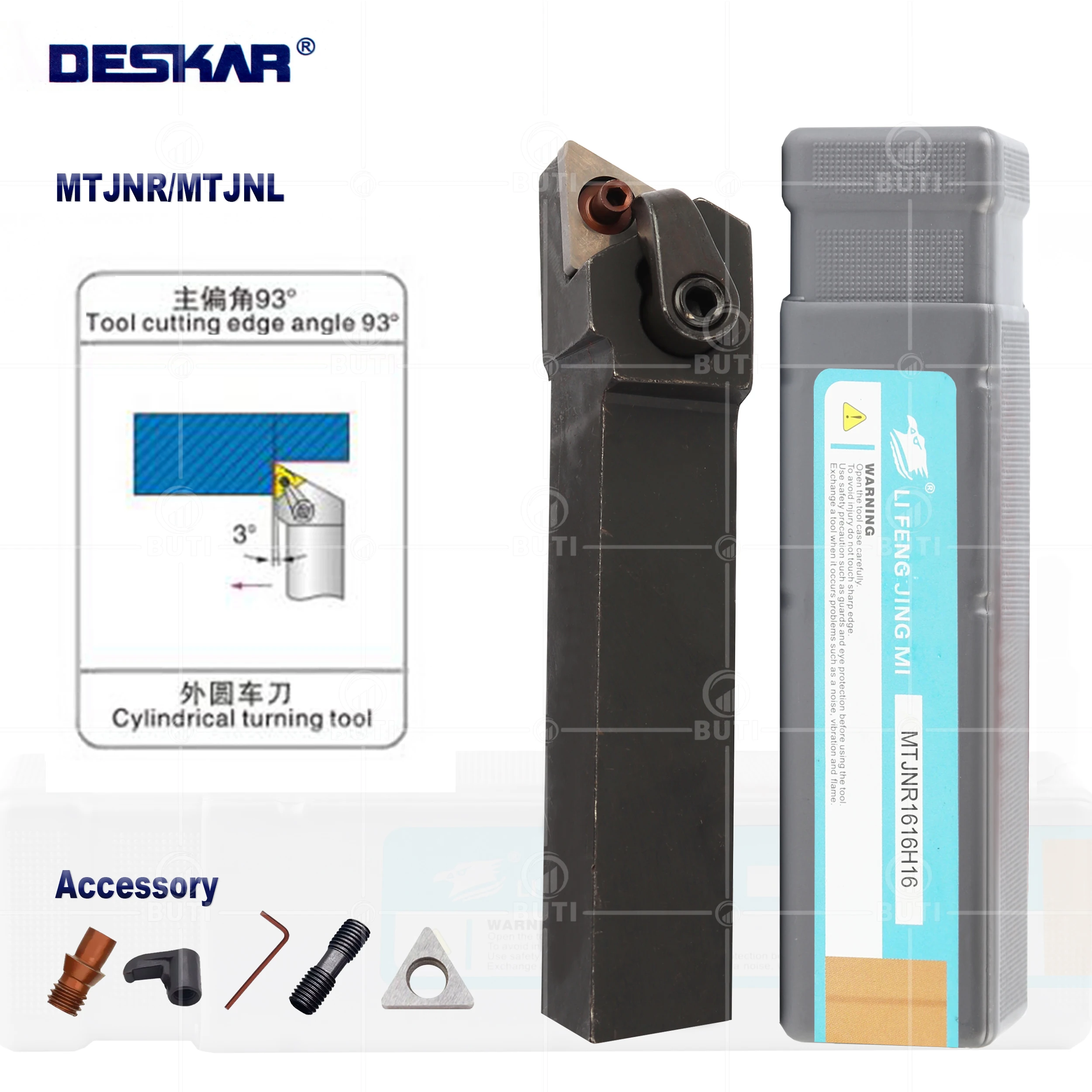 Deskar-cnc Torno External Turning Tool Holder para Tnmg Carbide Insert 100 Original Mtjnr L1616h16 Mtjnr L2023k16 Mtjnr L2525m16