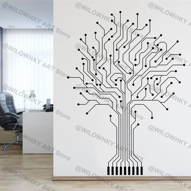 Circuit Board , Technology Vinyl Wall Art Decals, Gamer Room Decal, Computer IT Decor, Software Science Wall Sticker Office D1