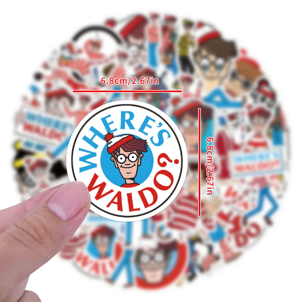 10/50pcs Cute Wheres Waldo Stickers Aesthetic Decals Decorative Scrapbook Notebook Phone Luggage Sticker