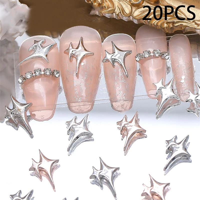 20PCS/Bag Light Luxury Four Pointed Star Super Flash Nail Art Accessories Exquisite Nail Art Unique Simple Nail Art Accessories