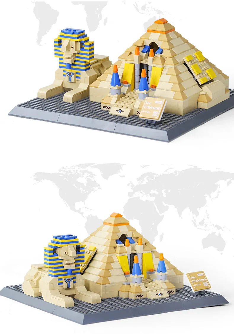 Weltberühmtes historisches Architekturmodell: Khufu-Pyramide, Große Sphinx, Ägypten, Bausatz, Lernspielzeug, Bausteine. – Detail 3