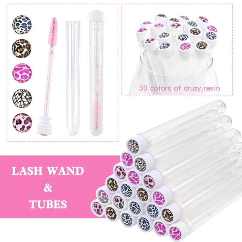 Eyelash Brushes Tube Disposable Mascara Brushes Wands Lash Extensions Supplies Eyebrow Brush Reusable Leopard