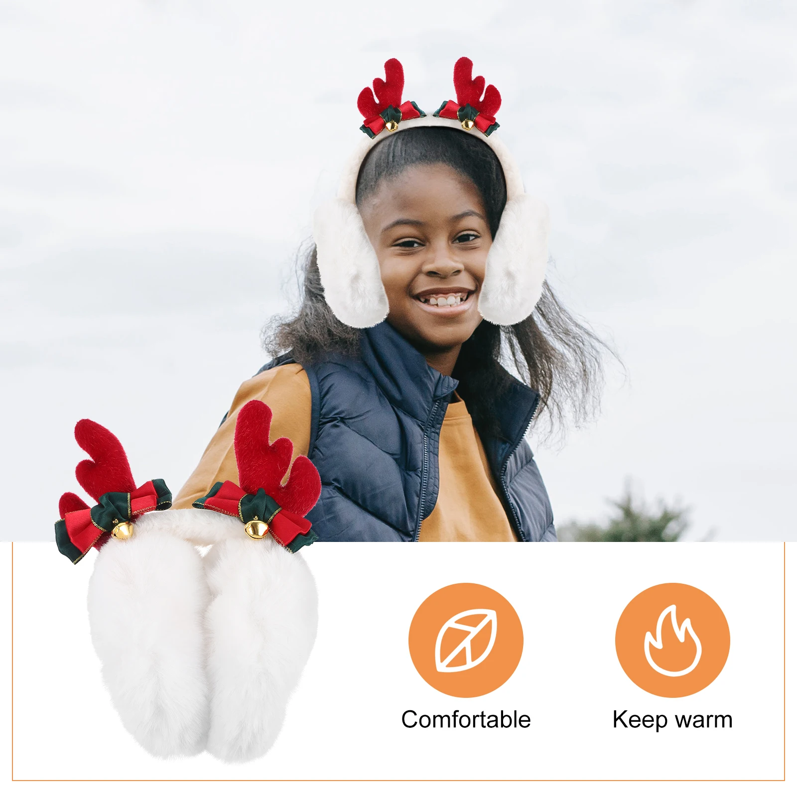 

Lovely Christmas Earmuff For Warm Protector Antler Ear Warmer Windproof Cold Resistant Soft Comfortable Ear Muffs