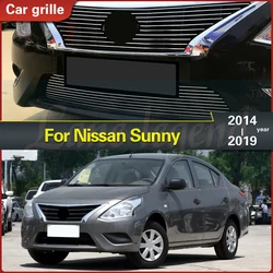 Stainless Steel Front Center Racing Mesh Bumper Grills Billet Grille Cover for Nissan Sunny Versa Sunny Almera Latio 2014-2019