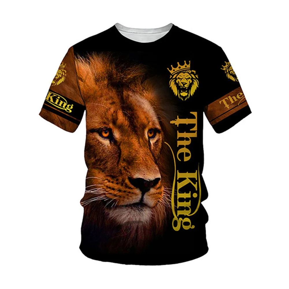 

2025 Retro Animal Lion 3d Print Boy T-Shirts Fashion Short Sleeved Casual T-Shirts Boys' Clothing Children T-Shirts