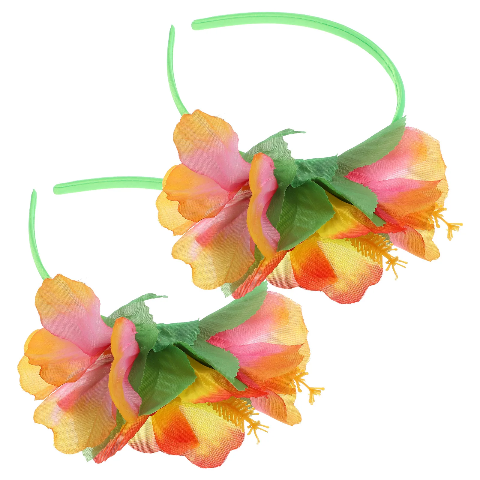 

2Pcs Hawaiian Flower Headbands Silk Cloth Design Vibrant Headpiece for Tropical Party Costume Accessory for Women