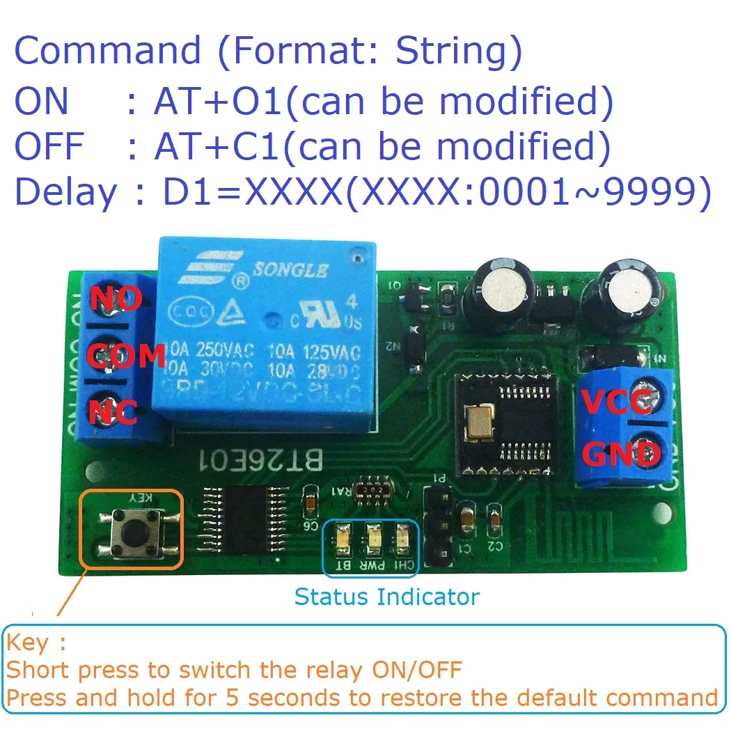 DC 12V IOS Android Bluetooth-Compatible BLE Relay 2.4G RF Remote control IOT Module Command customization Switch Board