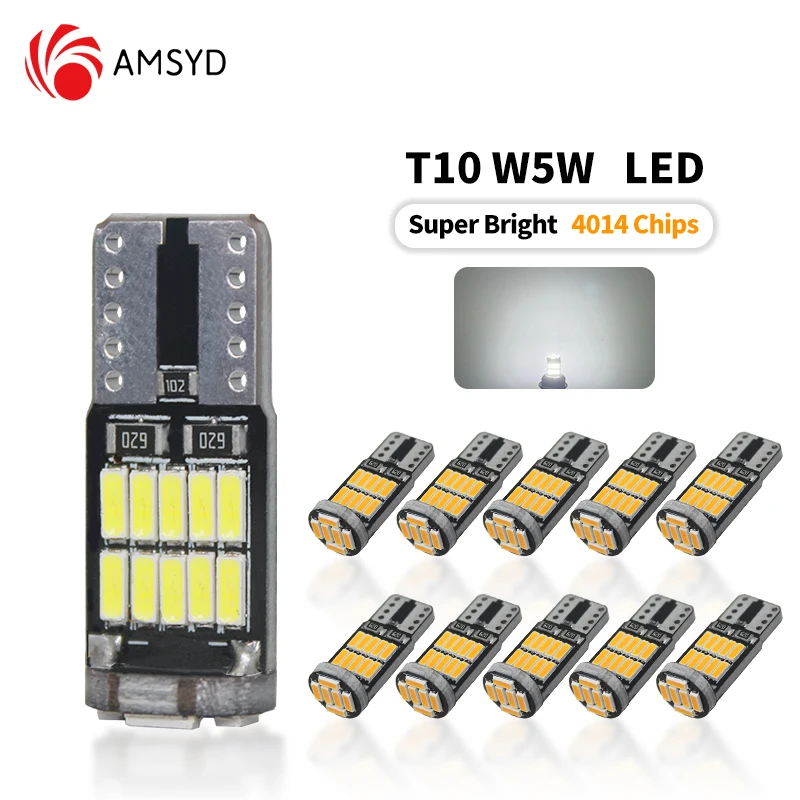 200pcs Car Interior LED Light T10 W5W/194 501 26SMD 4014 ChipS Instrument Lights Universal Accessories