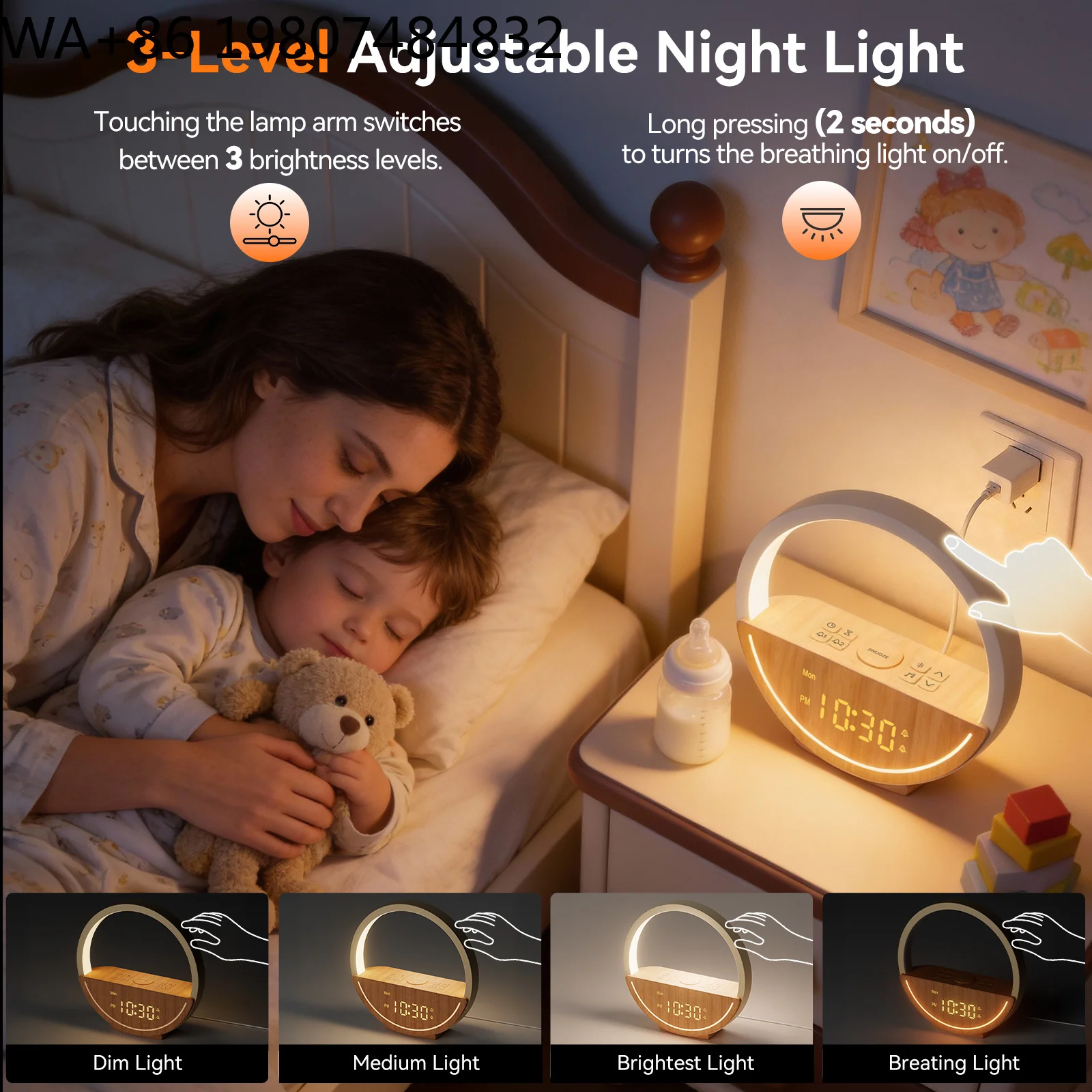 Minimalist Dawn Simulation Wake Lamp 20 Calming Natural Sounds Dual Alarm Setting Sleep Aid RGB Night Light For Daily Bedroom view 4