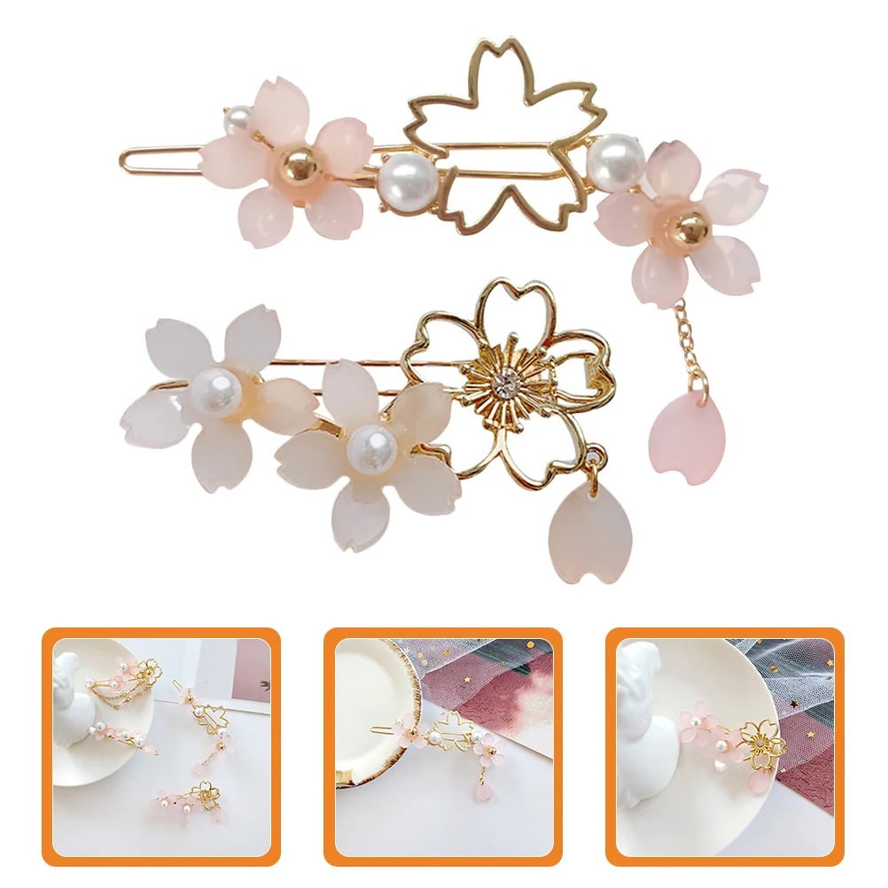 

2 Pcs Bridal Hair Accessories Cherry Blossom Hairpin Flower Clip for Girls Fresh Women Miss