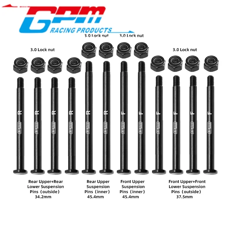 GPM TXMM/PIN 4140 VOOR- EN ACHTERVERINGPINNEN VAN KOOLSTOFSTAAL VOOR TRAXXAS MINI MAXX / MINI XRT / MINI SLASH / Mini Rally